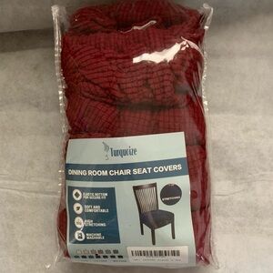 Set of 8 Burgundy Dining Chair Seat Covers Stretch Washable